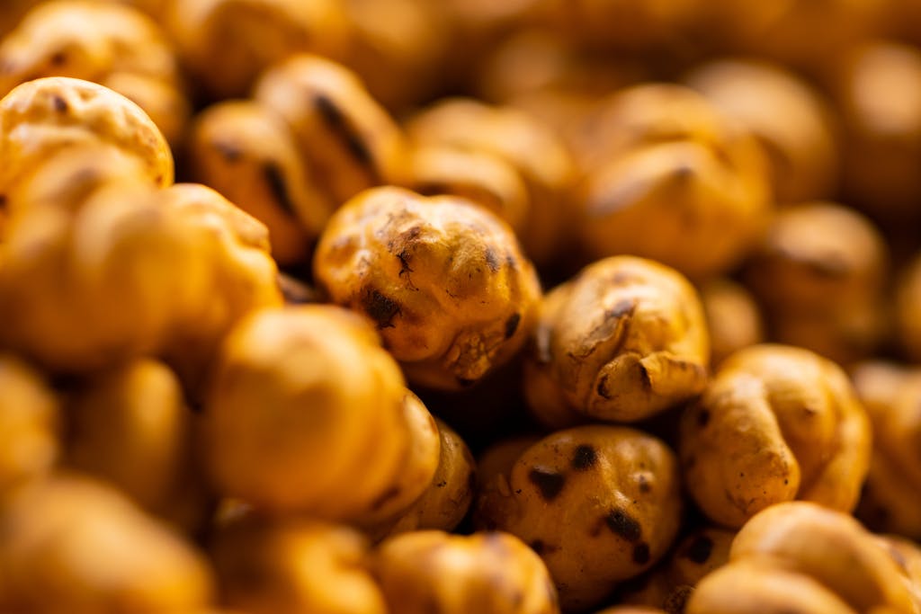 Close Up Shot of Roasted Chickpeas